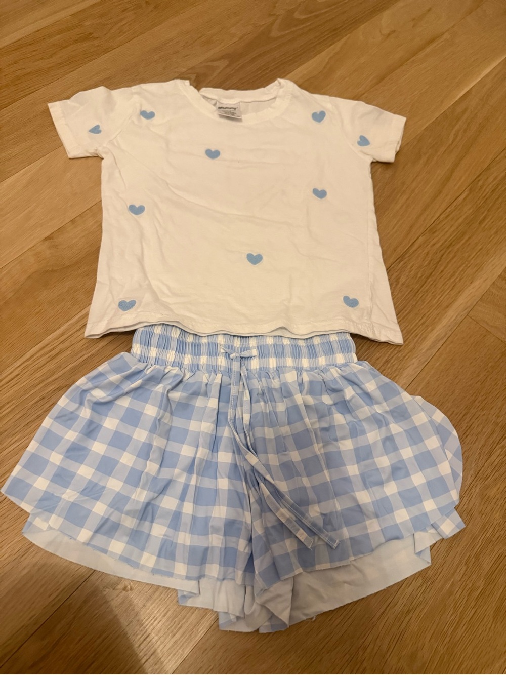Iscream Kids Blue Heart Tee and Gingham Shorts Set size xs